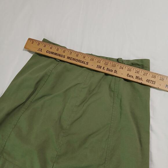 Loft Outlet Size 8 Olive Green Mini Skirt cotton/rayon blend side-zip - Picture 9 of 10